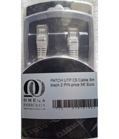 patch utp c5 cable 3m black 2 pin